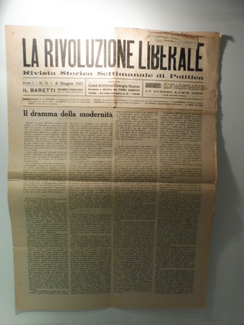 La rivoluzione liberale. Rivista storica settimanale di politica, anno I, n. 16, 4 giugno 1922